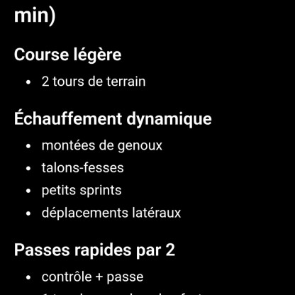 entraînement mercredi 27 mai