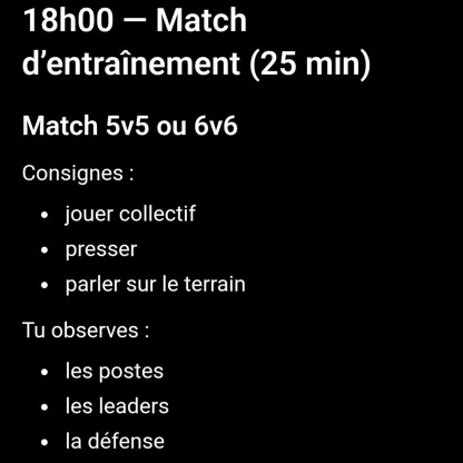 entraînement mercredi 27 mai