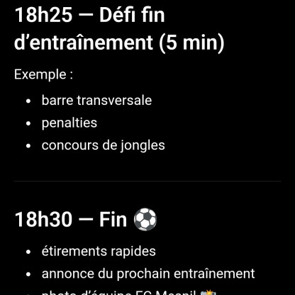 entraînement mercredi 27 mai